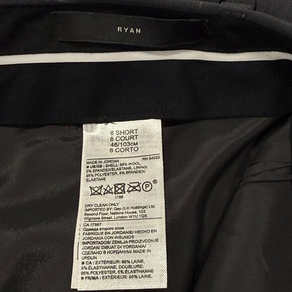 Banana Republic Ryan Wool Pants Women 8 Short Mid Rise Slim Straight Gray Check - Picture 7 of 12